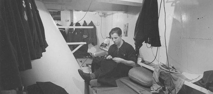 Horst Bannasch in the tailor workshop of the Bismarck